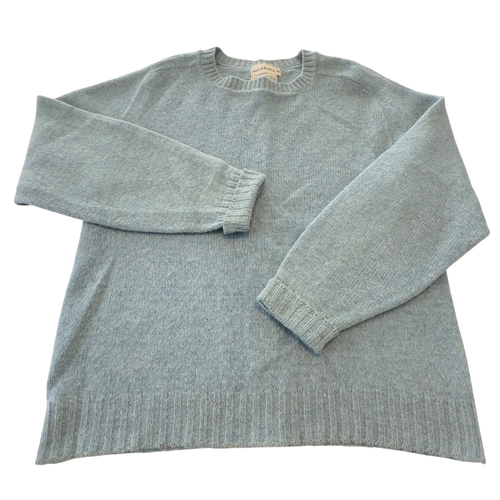 Town & Country Womens Shetland Wool Blend Crewneck Sweater Light Blue Heather M